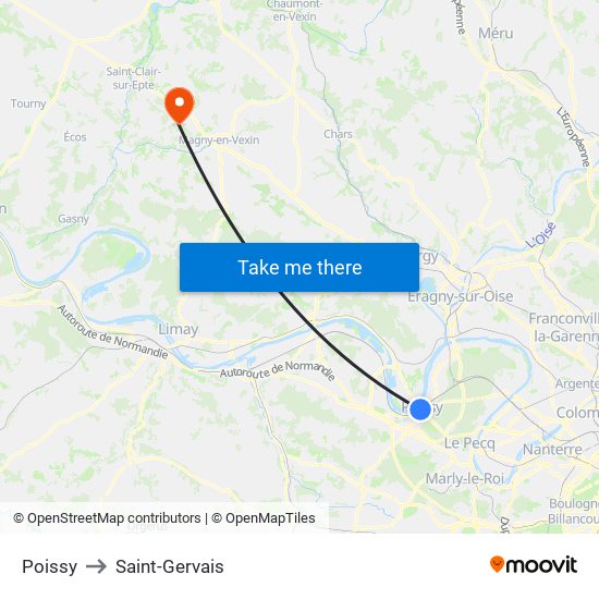 Poissy to Saint-Gervais map