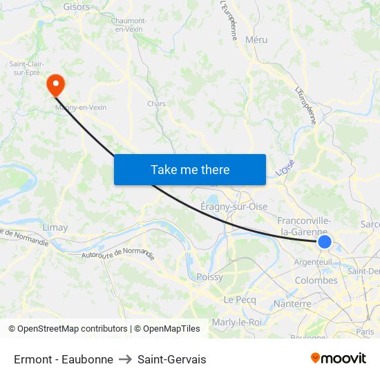 Ermont - Eaubonne to Saint-Gervais map
