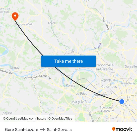 Gare Saint-Lazare to Saint-Gervais map
