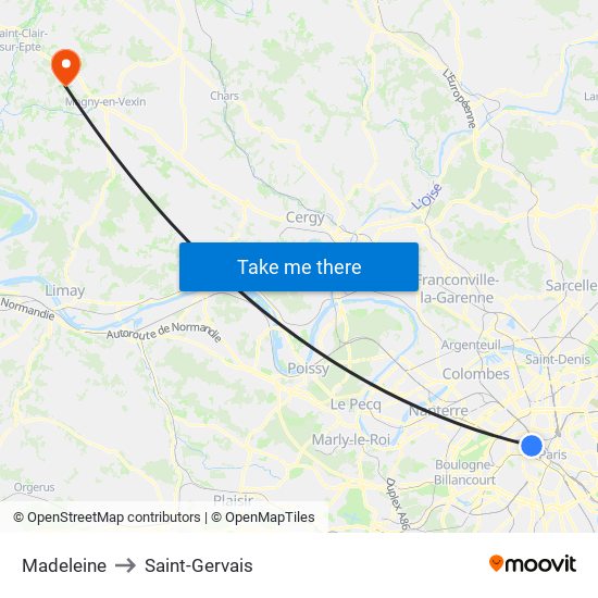 Madeleine to Saint-Gervais map