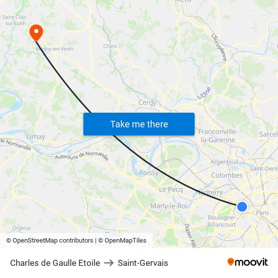 Charles de Gaulle Etoile to Saint-Gervais map