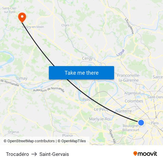 Trocadéro to Saint-Gervais map