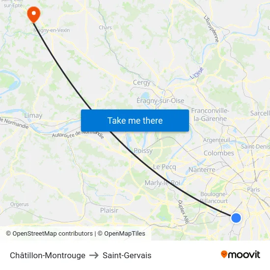 Châtillon-Montrouge to Saint-Gervais map