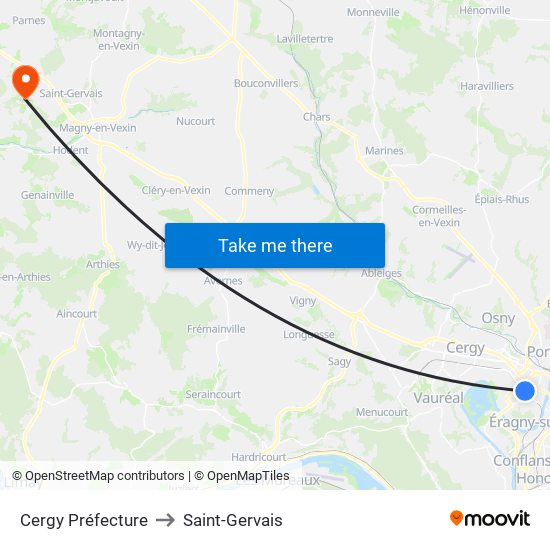 Cergy Préfecture to Saint-Gervais map