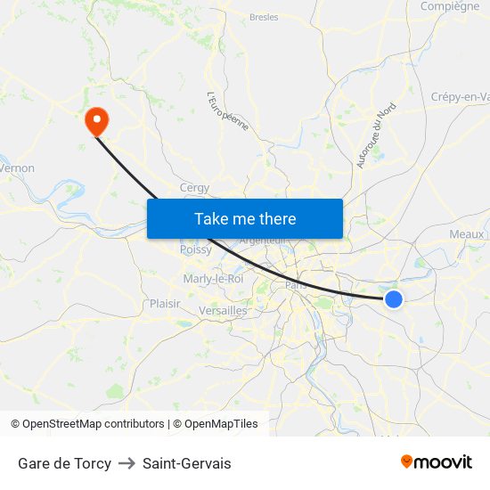 Gare de Torcy to Saint-Gervais map