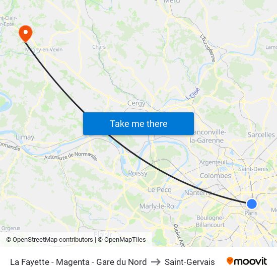 La Fayette - Magenta - Gare du Nord to Saint-Gervais map