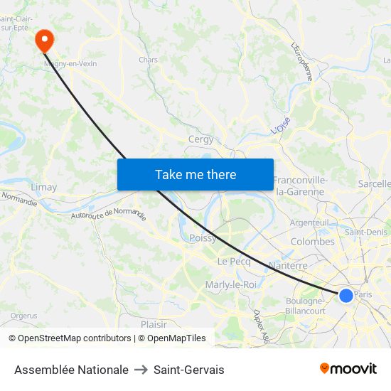 Assemblée Nationale to Saint-Gervais map