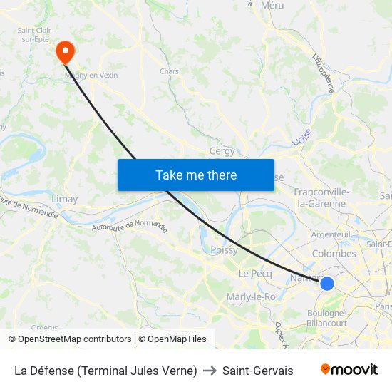La Défense (Terminal Jules Verne) to Saint-Gervais map