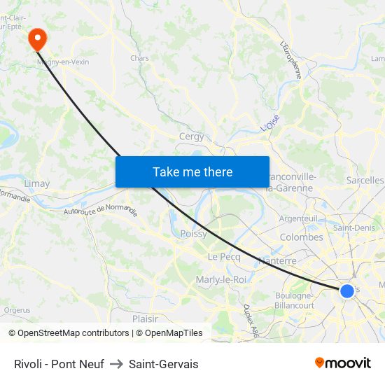 Rivoli - Pont Neuf to Saint-Gervais map