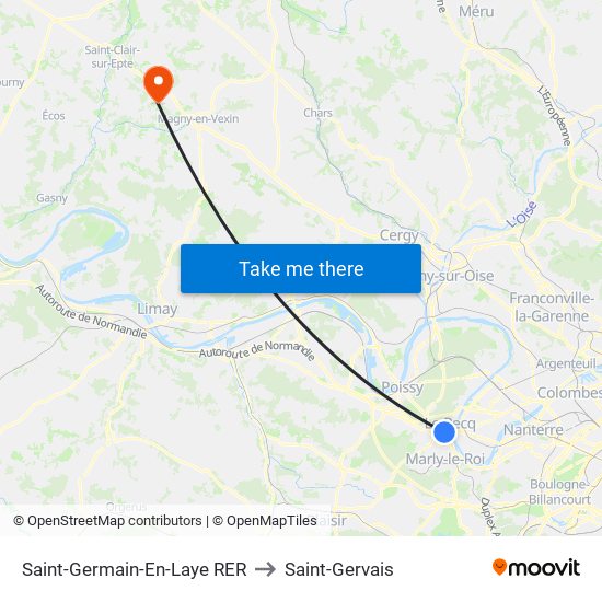 Saint-Germain-En-Laye RER to Saint-Gervais map