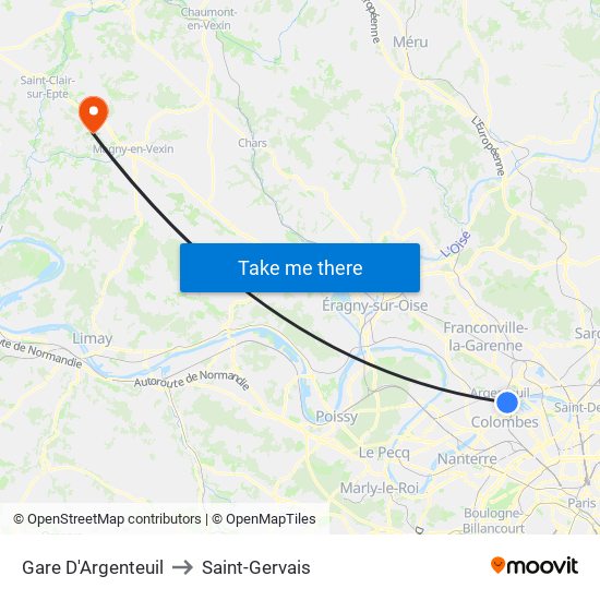 Gare D'Argenteuil to Saint-Gervais map