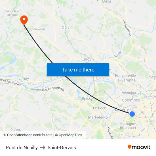 Pont de Neuilly to Saint-Gervais map