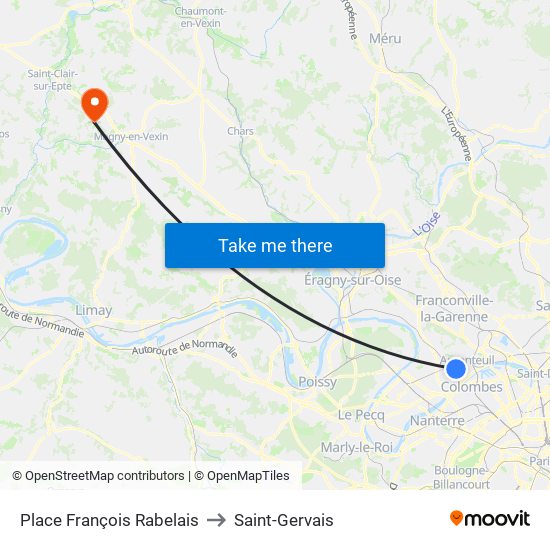 Place François Rabelais to Saint-Gervais map
