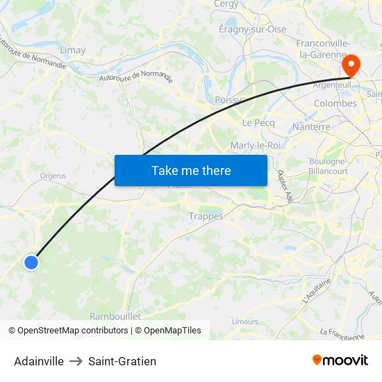 Adainville to Saint-Gratien map