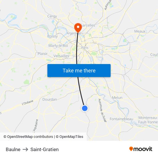 Baulne to Saint-Gratien map