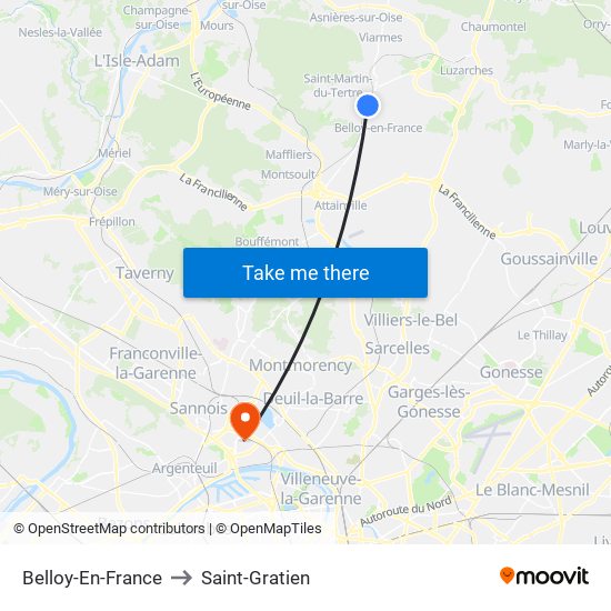 Belloy-En-France to Saint-Gratien map