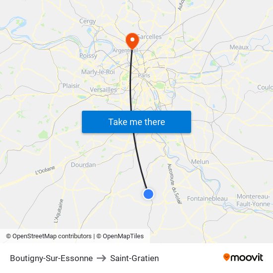 Boutigny-Sur-Essonne to Saint-Gratien map