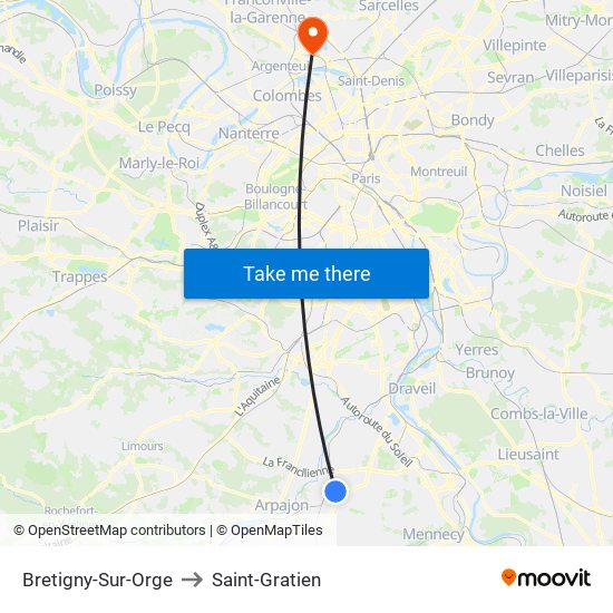 Bretigny-Sur-Orge to Saint-Gratien map