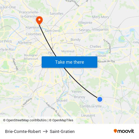 Brie-Comte-Robert to Saint-Gratien map