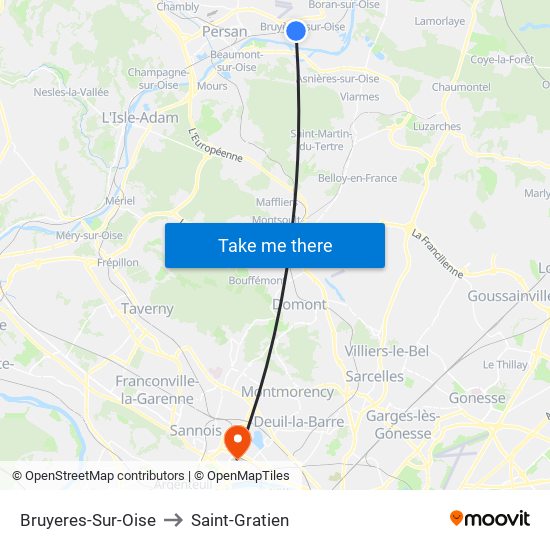 Bruyeres-Sur-Oise to Saint-Gratien map