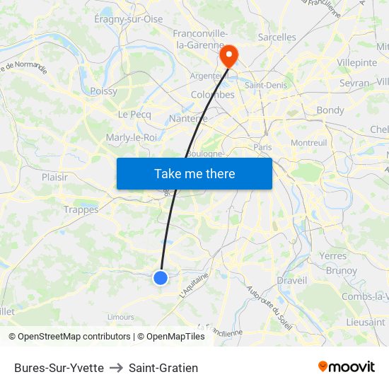 Bures-Sur-Yvette to Saint-Gratien map