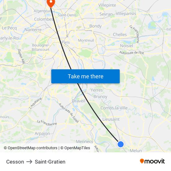 Cesson to Saint-Gratien map