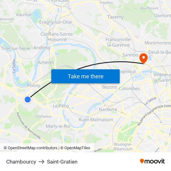 Chambourcy to Saint-Gratien map