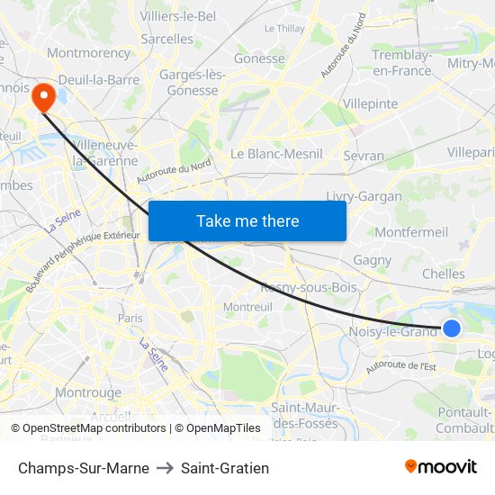 Champs-Sur-Marne to Saint-Gratien map