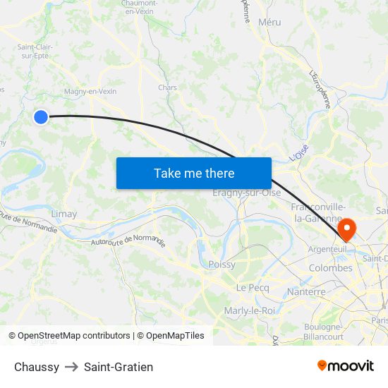Chaussy to Saint-Gratien map
