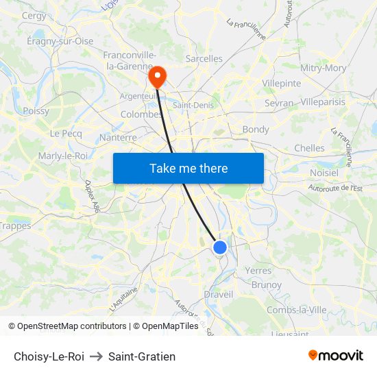 Choisy-Le-Roi to Saint-Gratien map