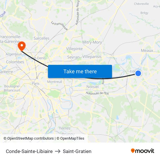 Conde-Sainte-Libiaire to Saint-Gratien map