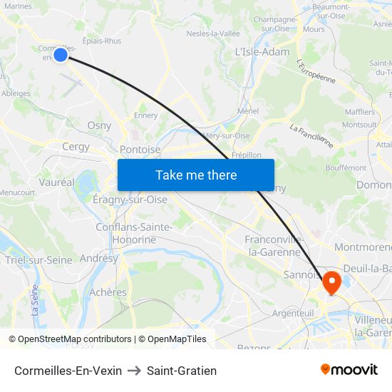 Cormeilles-En-Vexin to Saint-Gratien map