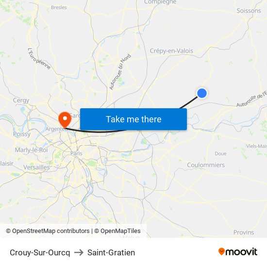 Crouy-Sur-Ourcq to Saint-Gratien map