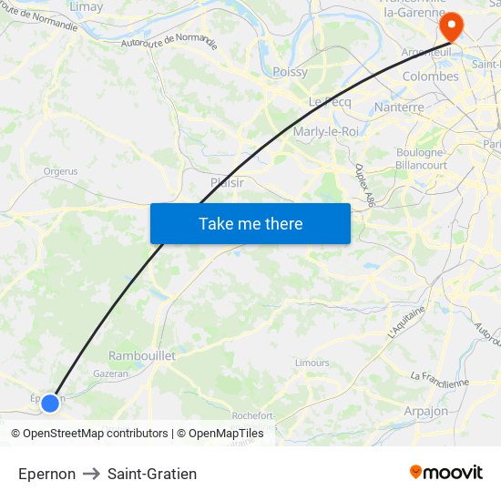 Epernon to Saint-Gratien map
