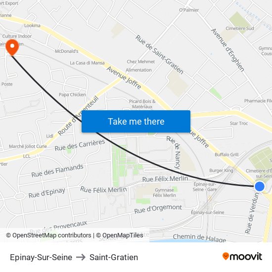 Epinay-Sur-Seine to Saint-Gratien map