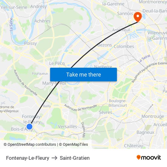 Fontenay-Le-Fleury to Saint-Gratien map