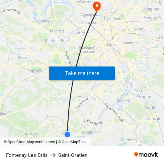 Fontenay-Les-Briis to Saint-Gratien map