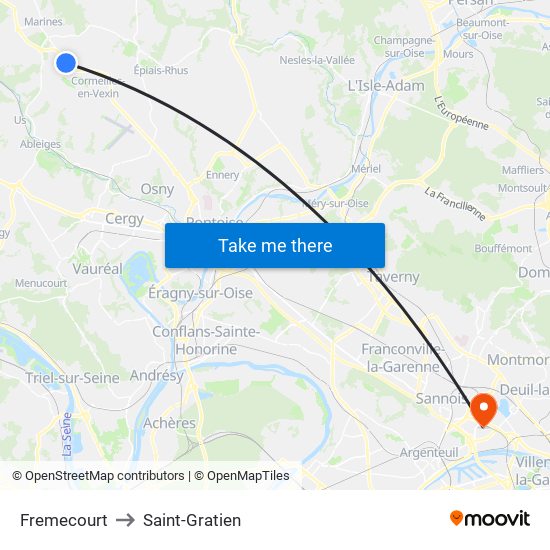 Fremecourt to Saint-Gratien map