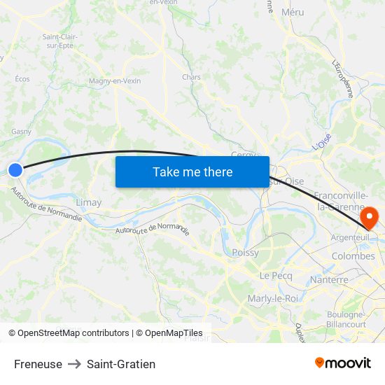Freneuse to Saint-Gratien map