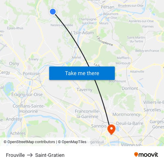 Frouville to Saint-Gratien map