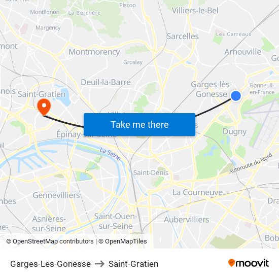 Garges-Les-Gonesse to Saint-Gratien map