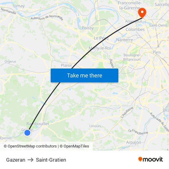 Gazeran to Saint-Gratien map