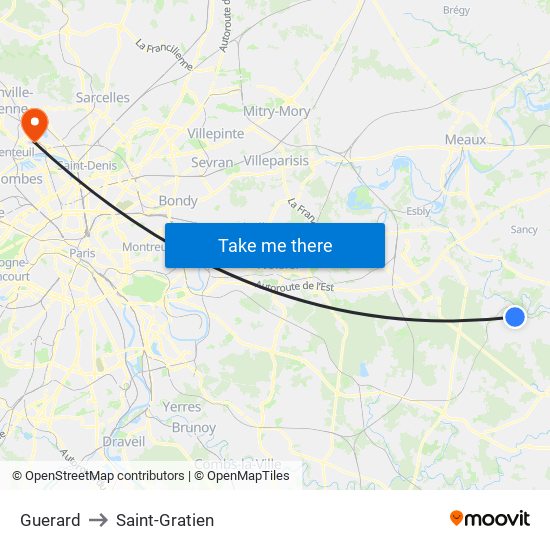 Guerard to Saint-Gratien map