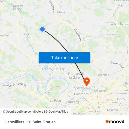 Haravilliers to Saint-Gratien map