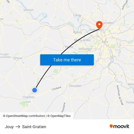 Jouy to Saint-Gratien map