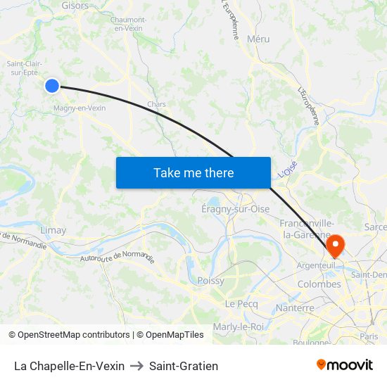 La Chapelle-En-Vexin to Saint-Gratien map