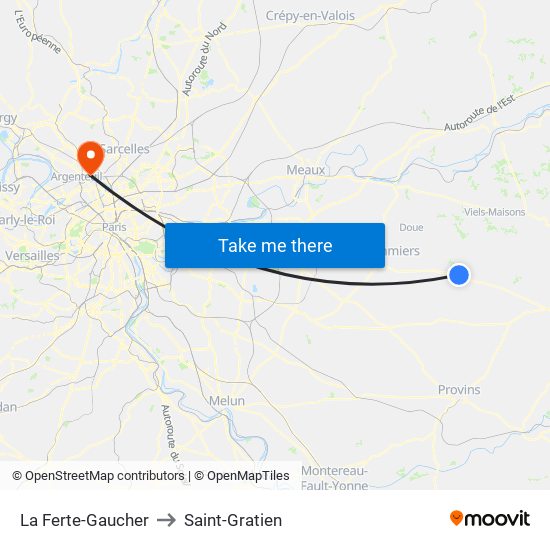 La Ferte-Gaucher to Saint-Gratien map