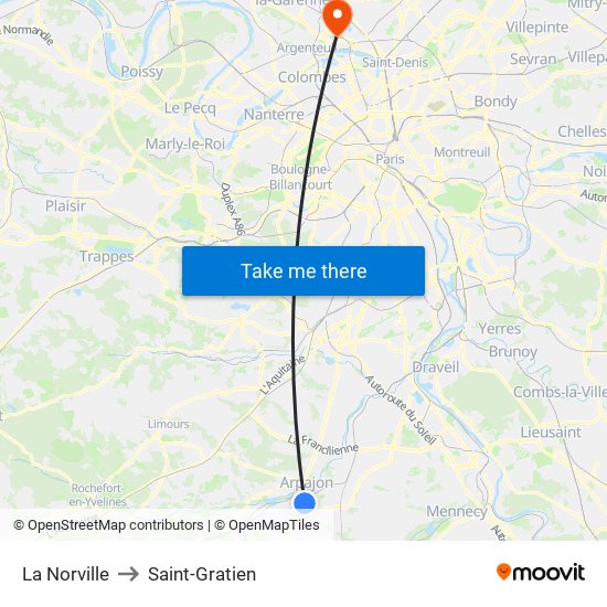 La Norville to Saint-Gratien map