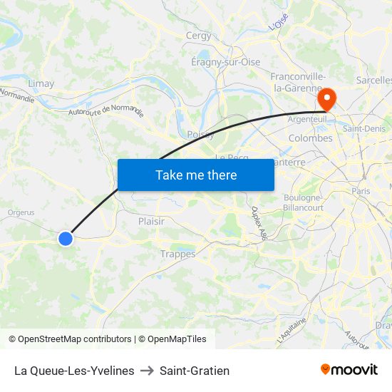 La Queue-Les-Yvelines to Saint-Gratien map