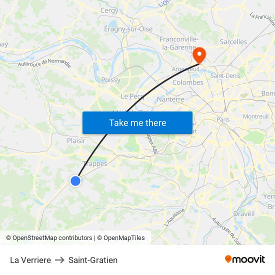 La Verriere to Saint-Gratien map